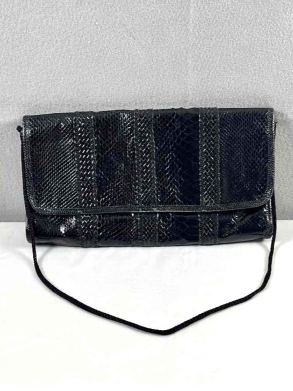VTG Vasilis for Trotting Genuine Black Snakeskin Exotic Python Clutch Italian